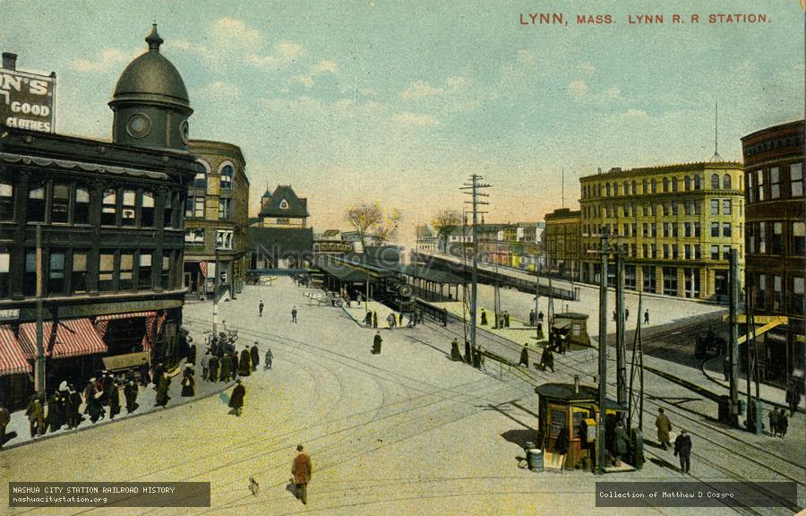 Postcard: Lynn, Massachusetts.  Lynn, Railroad Station